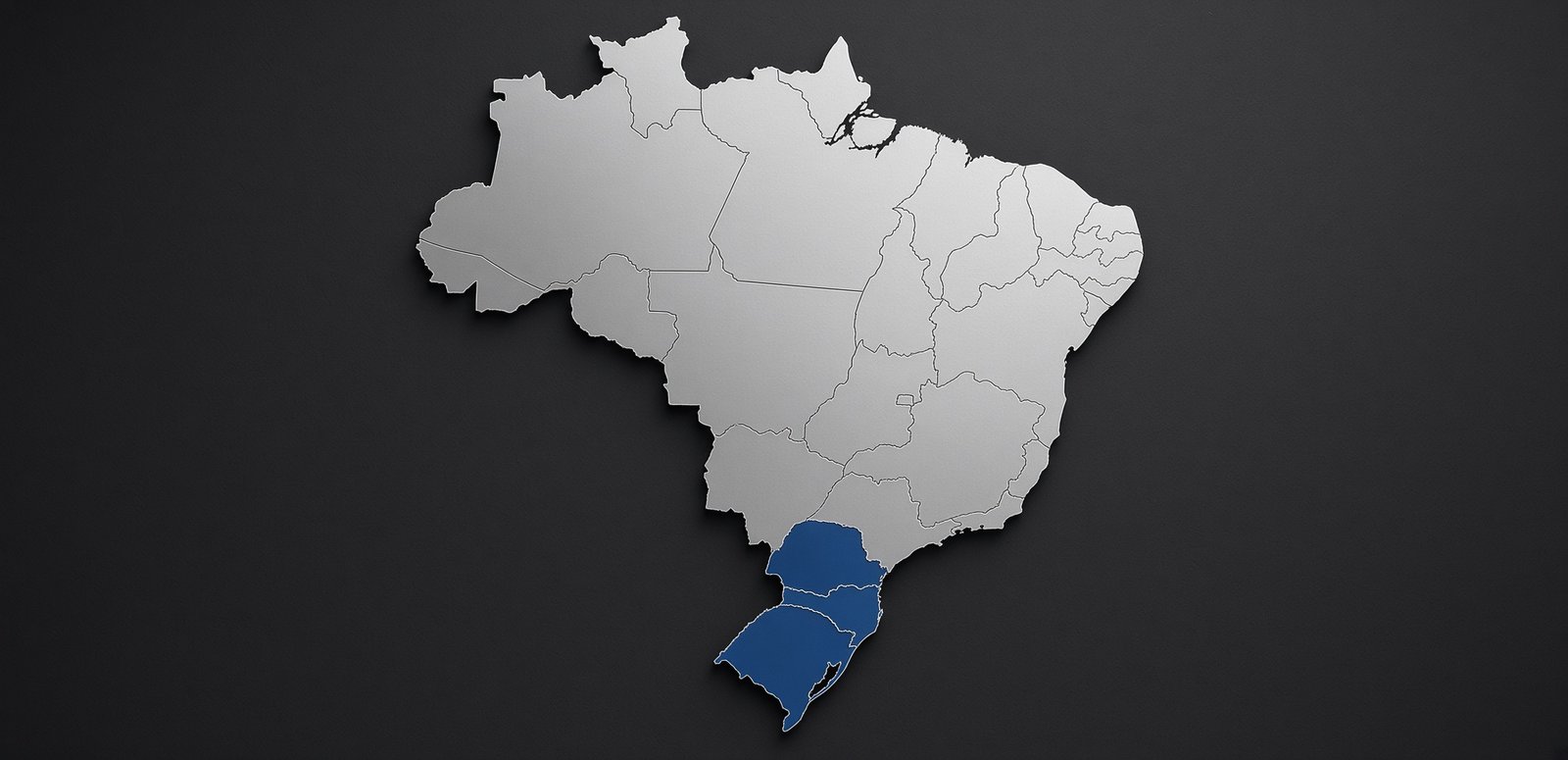 Mapa do Brasil com Paraná, Santa Catarina e Rio Grande do Sul destacados